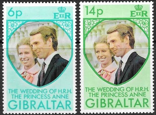 1973 Gibraltar Princess Anne Royal Wedding Set Fine Mint