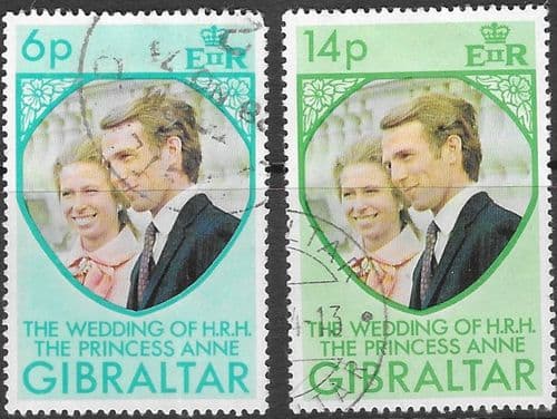1973 Gibraltar Princess Anne Royal Wedding Set Fine Used
