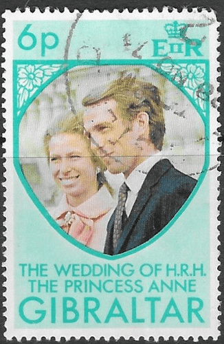 1973 Gibraltar Princess Anne Royal Wedding SG 323 Fine Used