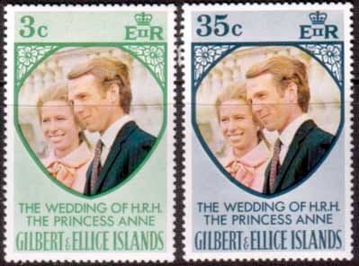 1973 Gilbert and Ellice Islands Princess Anne Royal Wedding Set Fine Mint