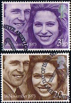 1973 Great Britain Princess Anne Royal Wedding Set Fine Used
