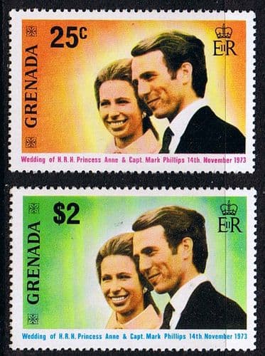 1973 Grenada Princess Anne Royal Wedding Set Fine Mint