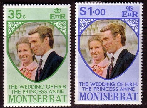 1973 Montserrat Princess Anne Royal Wedding Set Fine Mint