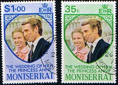 1973 Montserrat Princess Anne Royal Wedding Set Fine Used