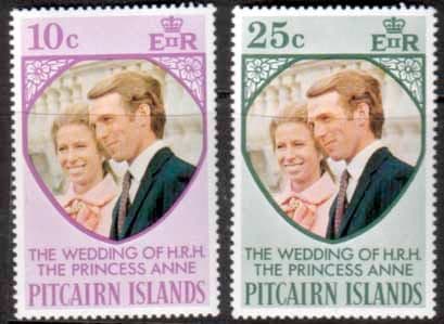 1973 Pitcairn Islands Princess Anne Royal Wedding Set Fine Mint