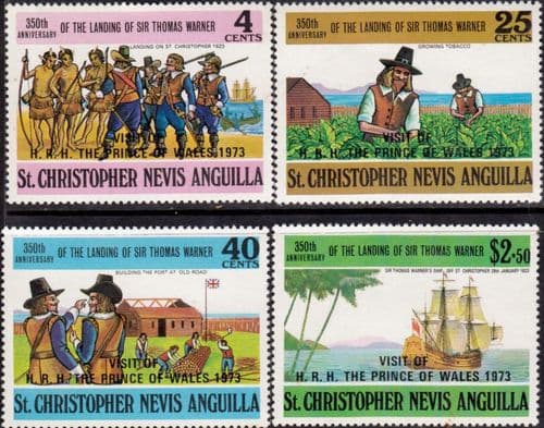 1973 St Christopher Nevis Anguilla Royal Visit Set Fine Mint