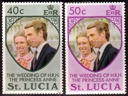 1973 St Lucia Princess Anne Royal Wedding Set Fine Mint