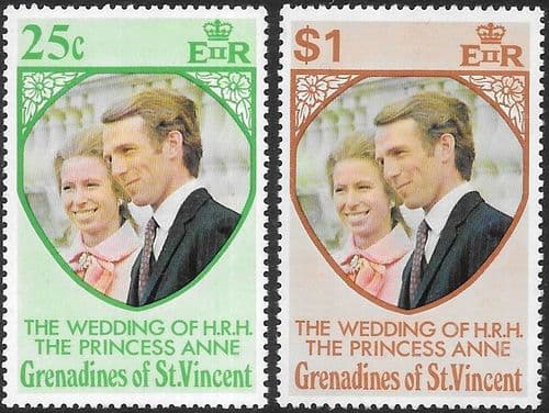 1973 St Vincent Grenadines Princess Anne Royal Wedding Set Fine Mint