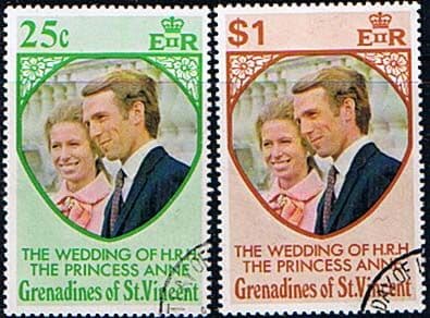1973 St Vincent Grenadines Princess Anne Royal Wedding Set Fine Used