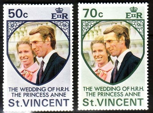 1973 St Vincent Princess Anne Royal Wedding Set Fine Mint