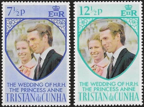 1973 Tristan da Cunha Princess Anne Royal Wedding Set Fine Mint
