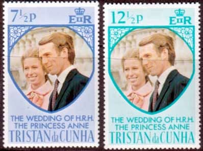 1973 Tristan da Cunha Princess Anne Royal Wedding Set Fine Mint