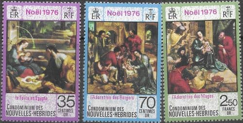 1976 New Hebrides French Christmas Set  Fine Mint