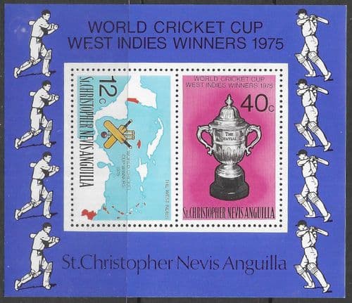 1976 St Christopher World Cricket Cup Miniature Sheet Fine Mint