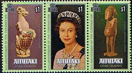 1978 Aitutaki Coronation 25th Anniversary Strip Green Fine Mint