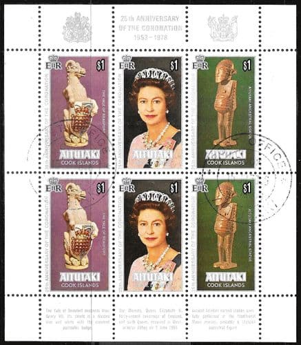 1978 Aitutaki Coronation 25th Anniversary Strip White SG 260 Fine Used
