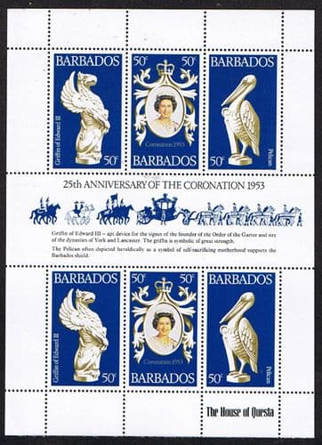 1978 Barbados Coronation 25th Anniversary Mini Sheet Fine Mint