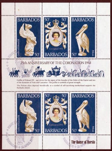 1978 Barbados Coronation 25th Anniversary Mini Sheet Fine Used