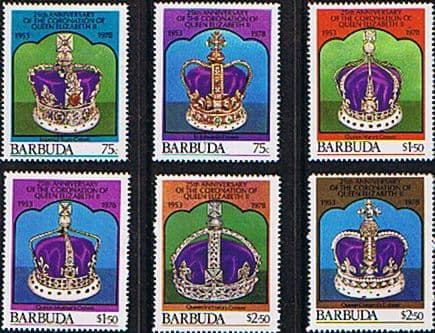 1978 Barbuda Coronation 25th Anniversary Crown Set Fine Mint