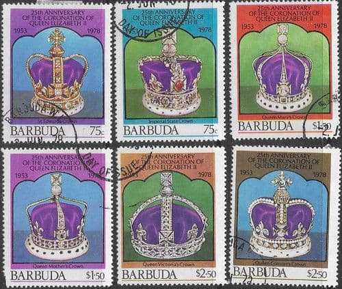 1978 Barbuda Coronation 25th Anniversary Crown Set Fine Used