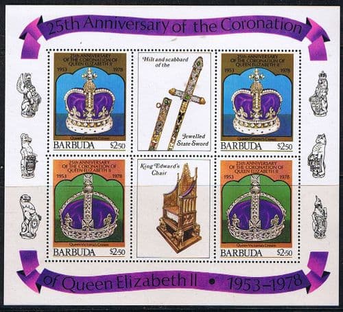 1978 Barbuda Coronation 25th Anniversary Miniature Sheet 412 /13 Fine Mint