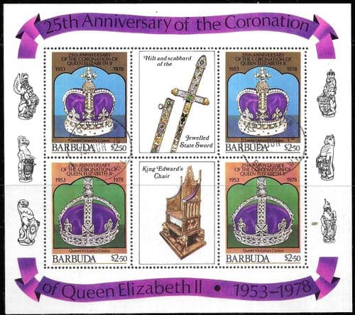 1978 Barbuda Coronation 25th Anniversary Miniature Sheet 412 /13 Fine Used