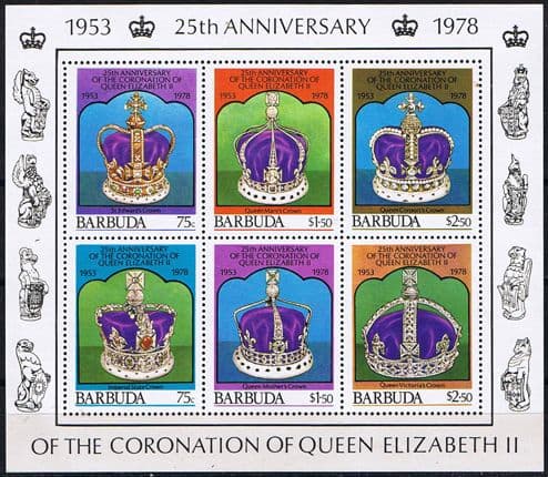 1978 Barbuda Coronation 25th Anniversary Miniature Sheet Fine Mint