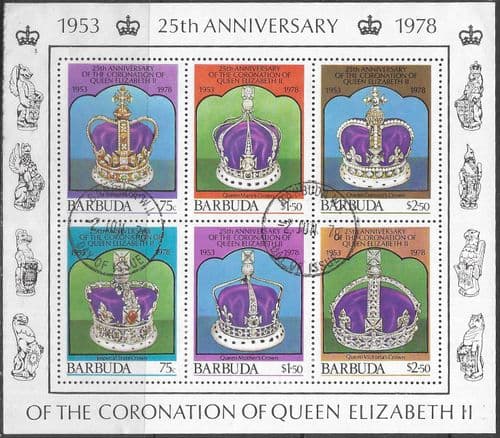 1978 Barbuda Coronation 25th Anniversary Miniature Sheet Fine Used