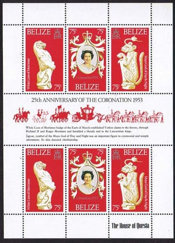 1978 Belize Coronation 25th Anniversary Mini Sheet Fine Mint