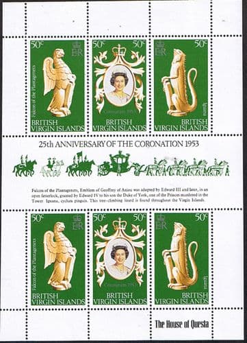 1978 British Virgin Island Coronation 25th Anniversary Mini Sheet Fine Mint