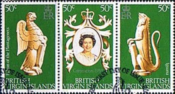 1978 British Virgin Island Coronation 25th Anniversary Strip Fine Used
