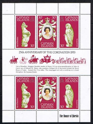 1978 Cayman Islands Coronation 25th Anniversary Mini Sheet Fine Mint