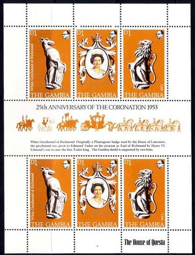 1978 Gambia Coronation 25th Anniversary Mini Sheet Fine Mint