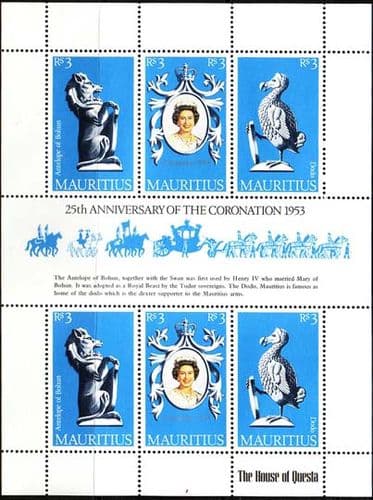 1978 Mauritius Coronation 25th Anniversary Mini Sheet Fine Mint