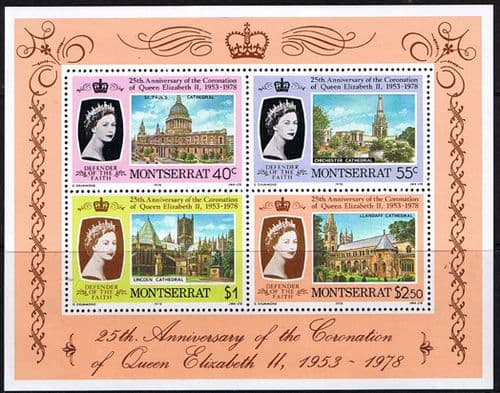 1978 Montserrat Coronation 25th Anniversary Minature Sheet Fine Mint