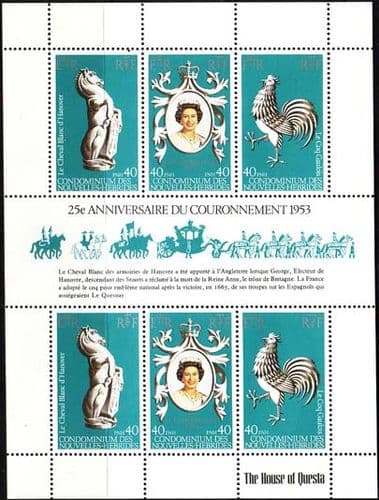 1978 New Hebrides French Coronation 25th Anniversary Mini Sheet Fine Mint