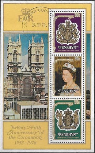 1978 Penrhyn Islands Coronation 25th Anniversary Miniature Sheet Fine Used