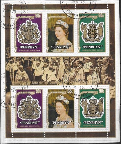 1978 Penrhyn Islands Coronation 25th Anniversary Sheetlet Fine Used