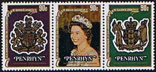 1978 Penrhyn Islands Coronation 25th Anniversary Tennant Strip Fine Mint