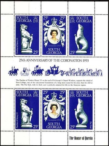 1978 South Geogia Coronation 25th Anniversary Mini Sheet Fine Mint