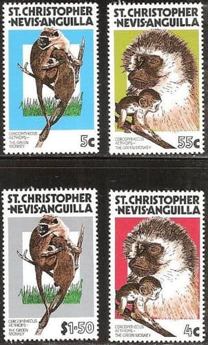 1978 St Christopher Nevis Anguilla Savanna Monkey. Set Fine Mint