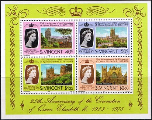 1978 St Vincent Coronation 25th Anniversary Miniature Sheet Fine Mint