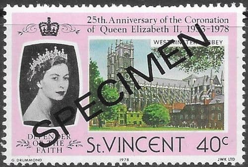 1978 St Vincent Coronation 25th Anniversary SPECIMEN SG 556 Fine Mint