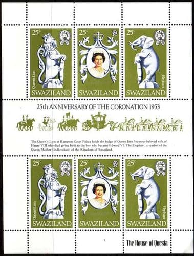 1978 Swaziland Coronation 25th Anniversary Mini Sheet Fine Mint