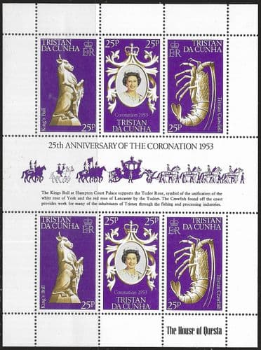 1978 Tristan Da Cunha Coronation 25th Anniversary Mini Sheet Fine Mint