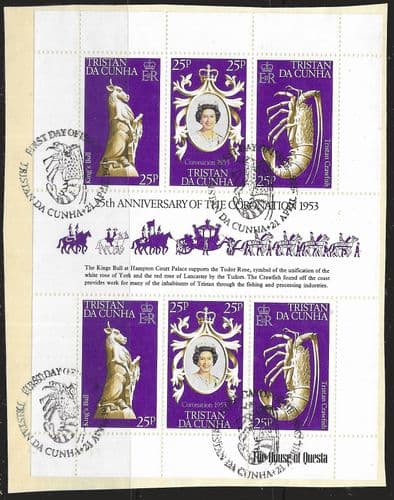 1978 Tristan Da Cunha Coronation 25th Anniversary Mini Sheet Fine Used