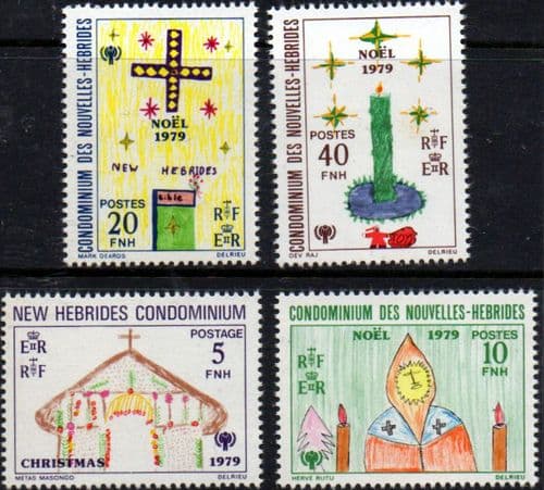 1979 New Hebrides French Christmas Year of the Child Set Fine Mint