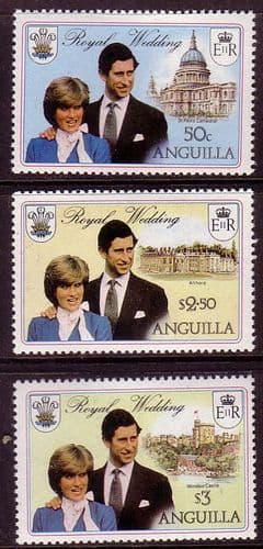 1981 Anguilla Charles and Diana Royal Wedding Set Fine Mint