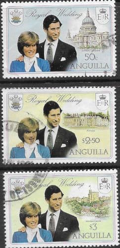 1981 Anguilla Charles and Diana Royal Wedding Set Fine Used