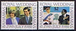 1981 Bahamas Charles and Diana Royal Wedding Set Fine Mint